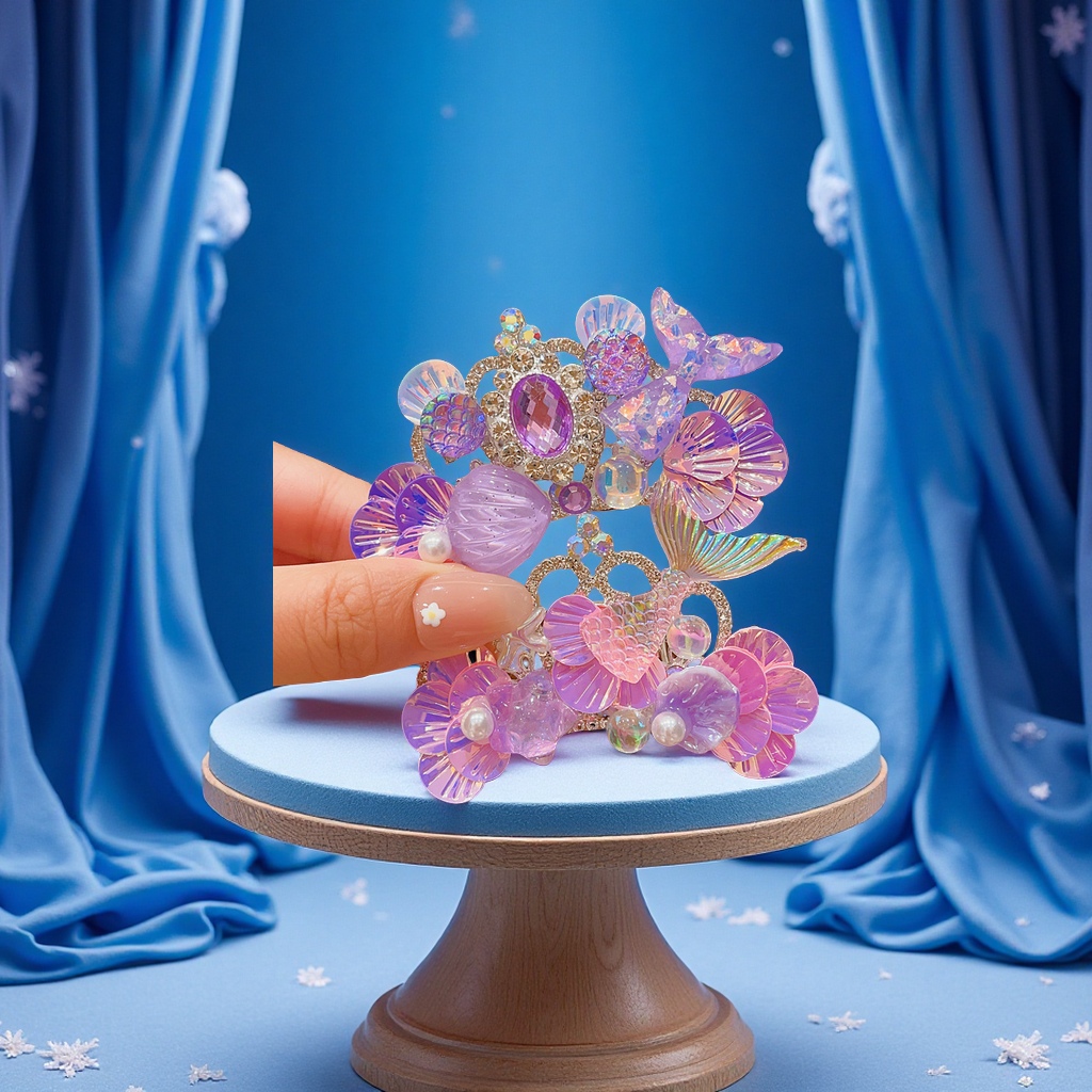 Princess Elsa children's headwear, Frozen Girl Crown Hairpin, Mermaid Hairpin, children's hair accessory details Picture