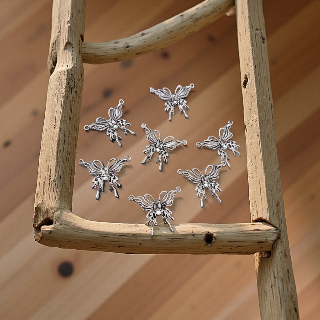 DIY zinc alloy jewelry accessories, multi-pendant butterfly pendant, simple necklace and bracelet combination, beaded pendant jewelry accessories details Picture