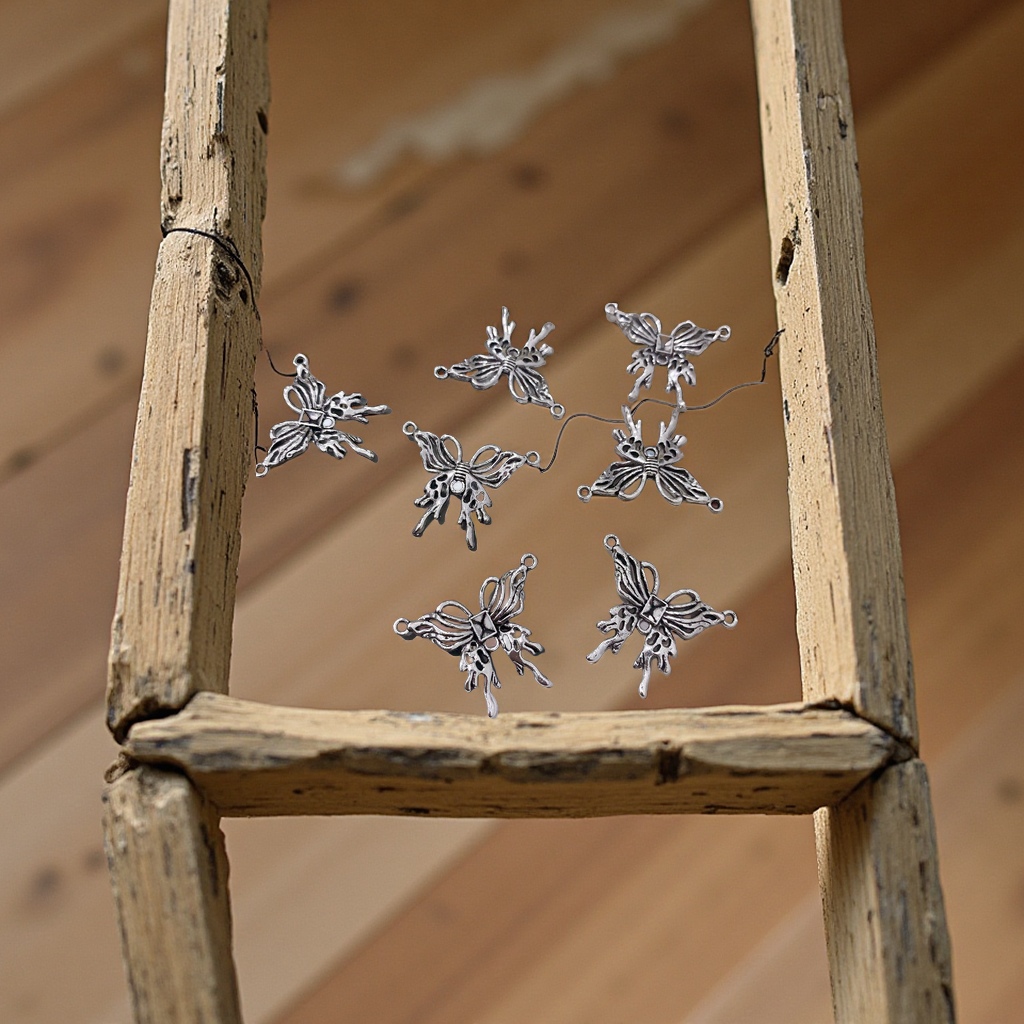 DIY zinc alloy jewelry accessories, multi-pendant butterfly pendant, simple necklace and bracelet combination, beaded pendant jewelry accessories Specification image