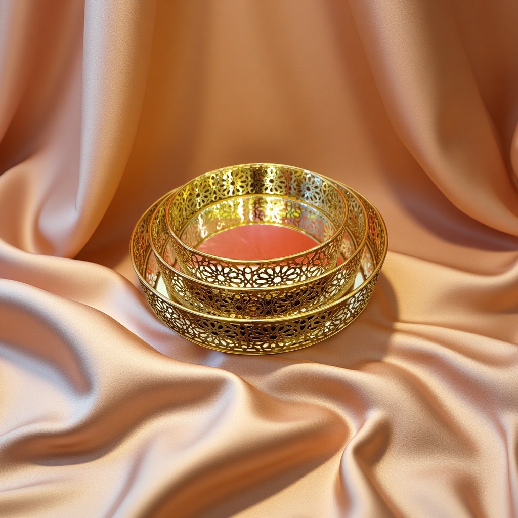 铁艺镜面托盘轻奢桌面收纳盘茶几摆件化妆品首饰整理家居装饰品114747638