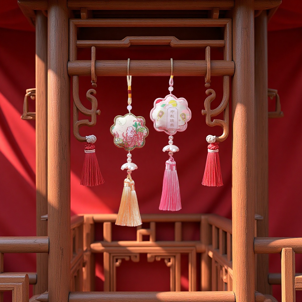 中式古风刺绣流苏香囊中秋祈愿保平安香包挂饰文创寺庙纪念礼品香包香囊