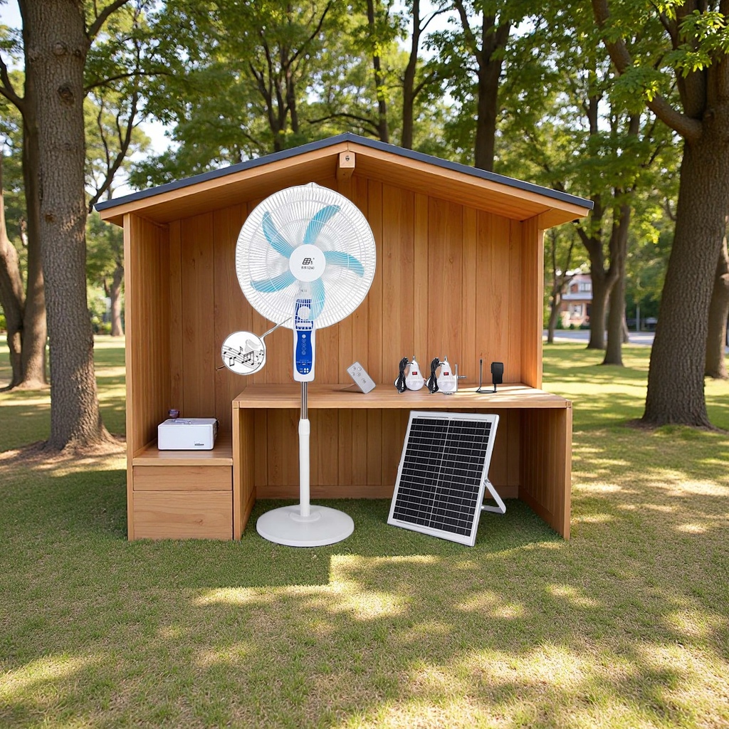 中山厂家跨境专供18寸太阳能落地扇大续航大风力露营充电风扇电风扇