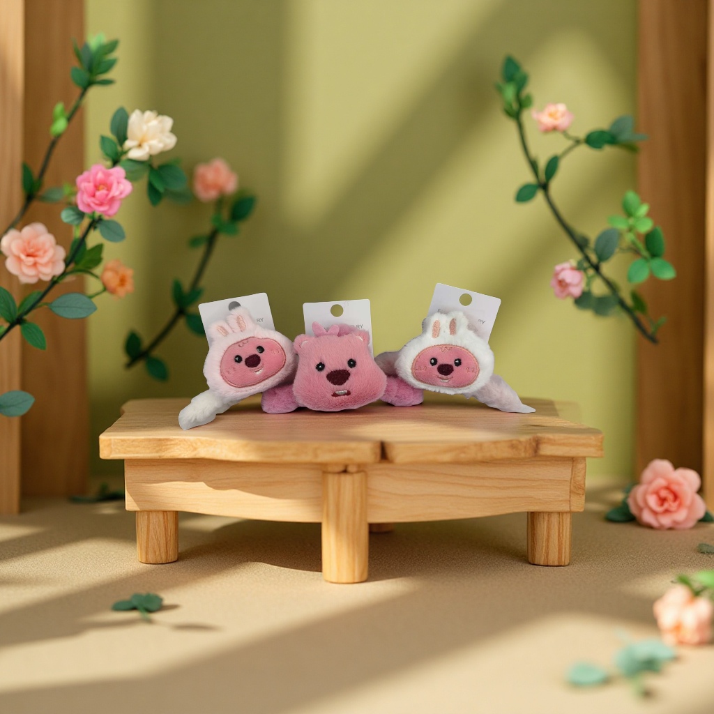 小海狸毛绒抓夹儿童发夹抓夹发饰头饰