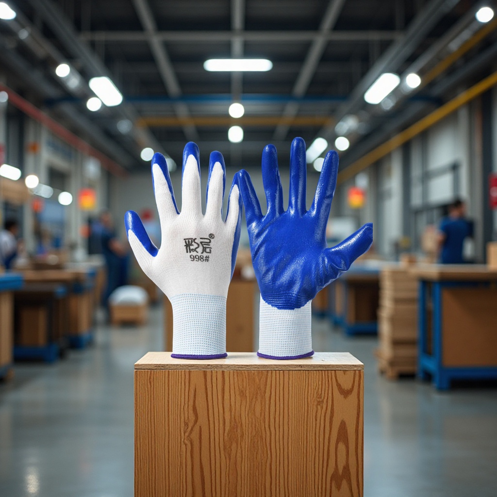 十三针尼龙手套丁腈浸胶耐磨防割工业防护搬运劳保手套批发一次性手套图