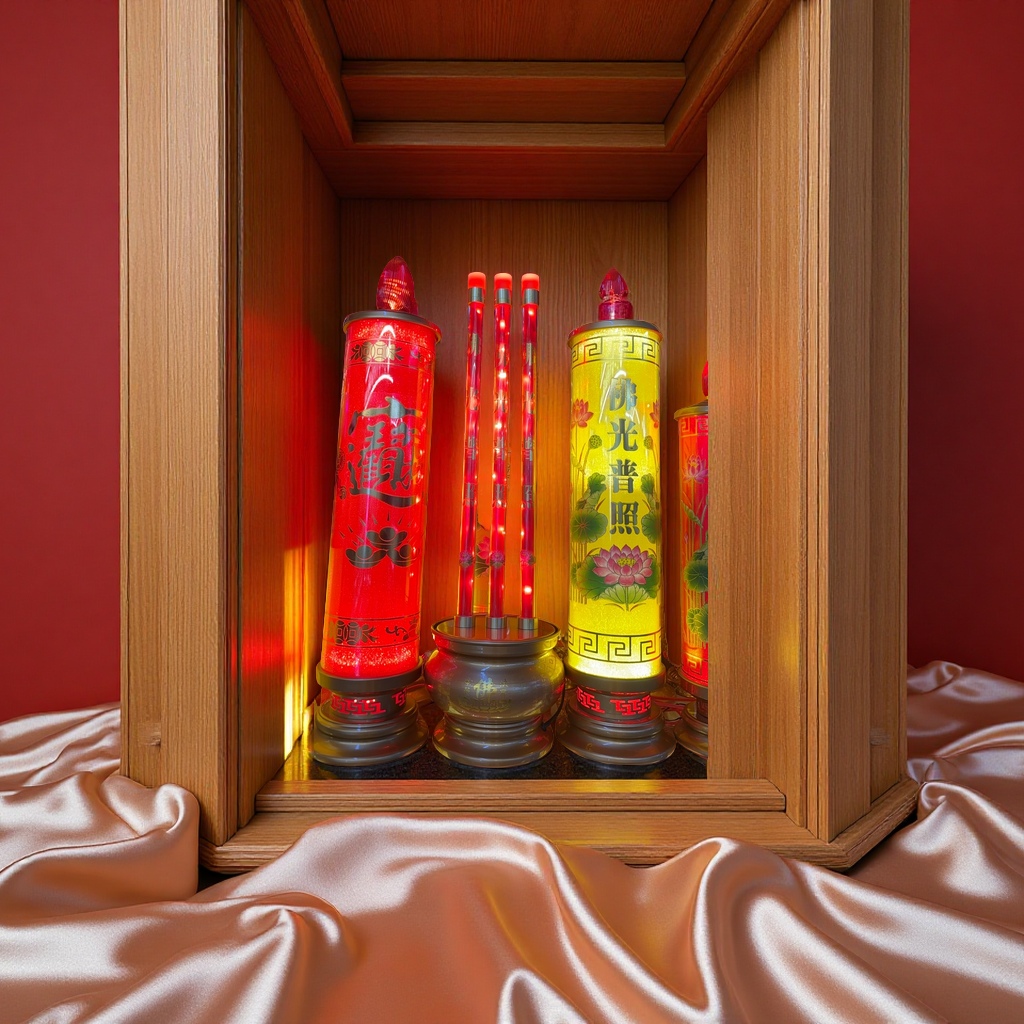 Buddha front LED electric candle, warm candlelight, battery-powered, interior decoration, festival celebration candle light, LED electronic candle light, flat-mouthed candle, lighted candle, plug-in candle details Picture
