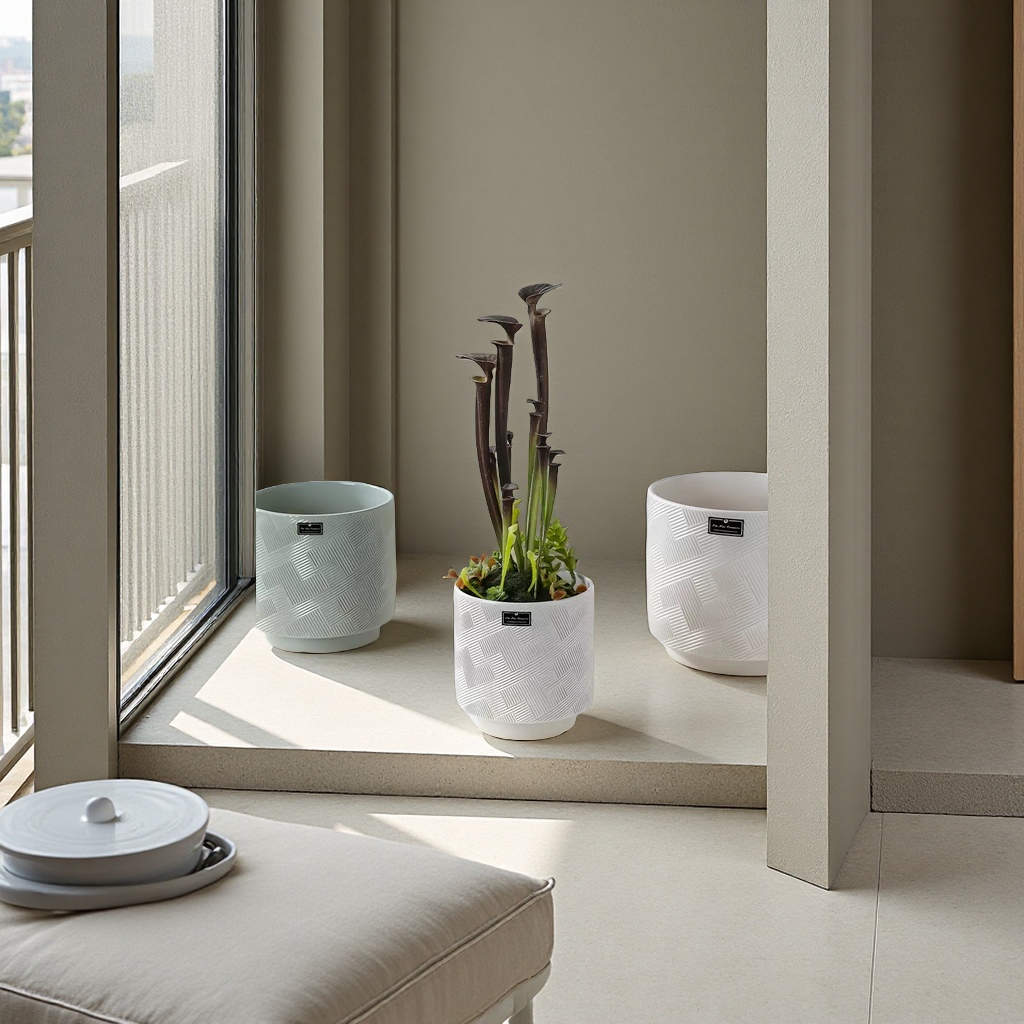 陶瓷三件套花盆套装适合盆栽水培插花蝴蝶兰盆景多用途家庭园艺用品