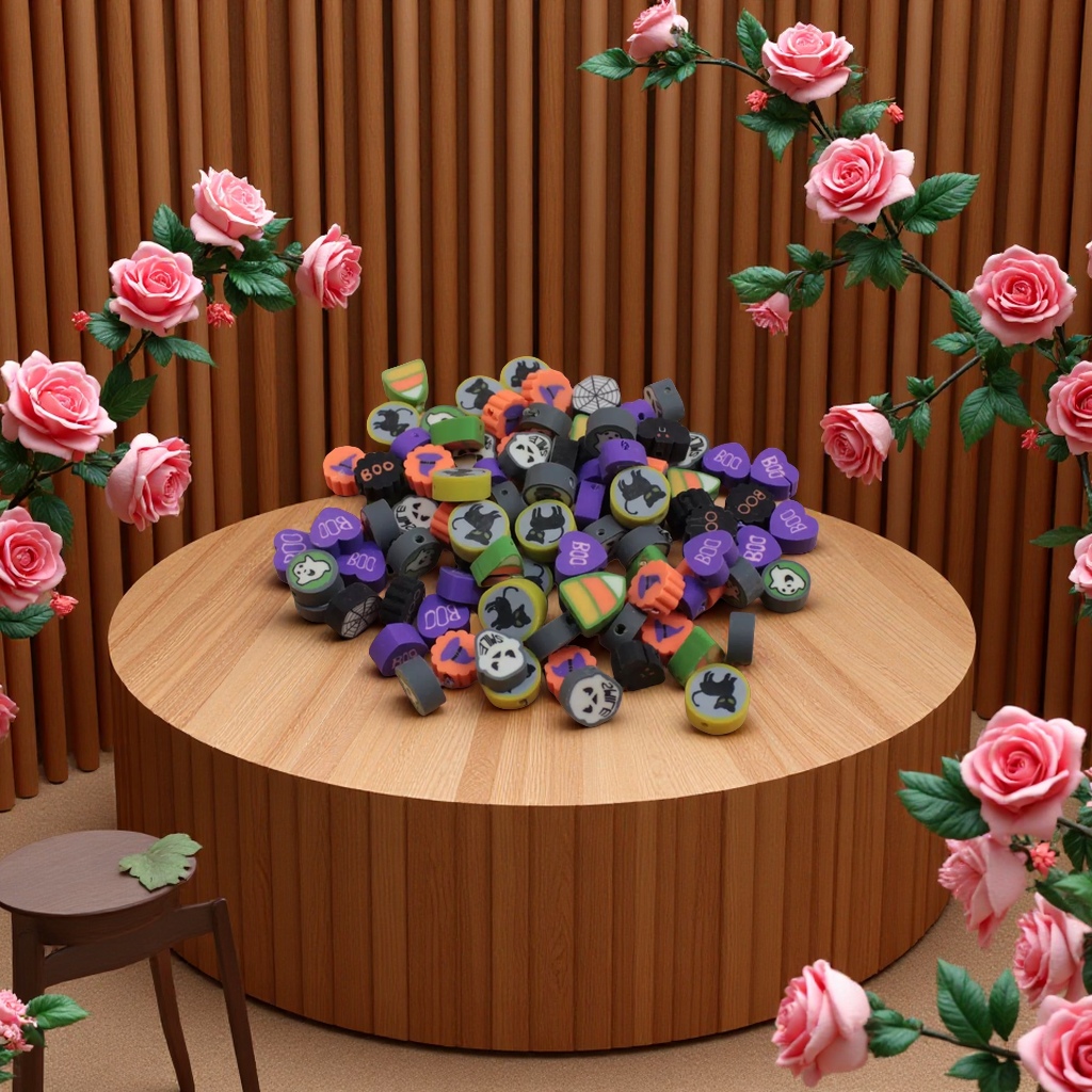 Toy soft clay DIY Halloween bracelet, string, necklace, children's creative mixed set, fun handicraft material set 1000 pack, street stall nail clips, children's short style, cute Item Picture