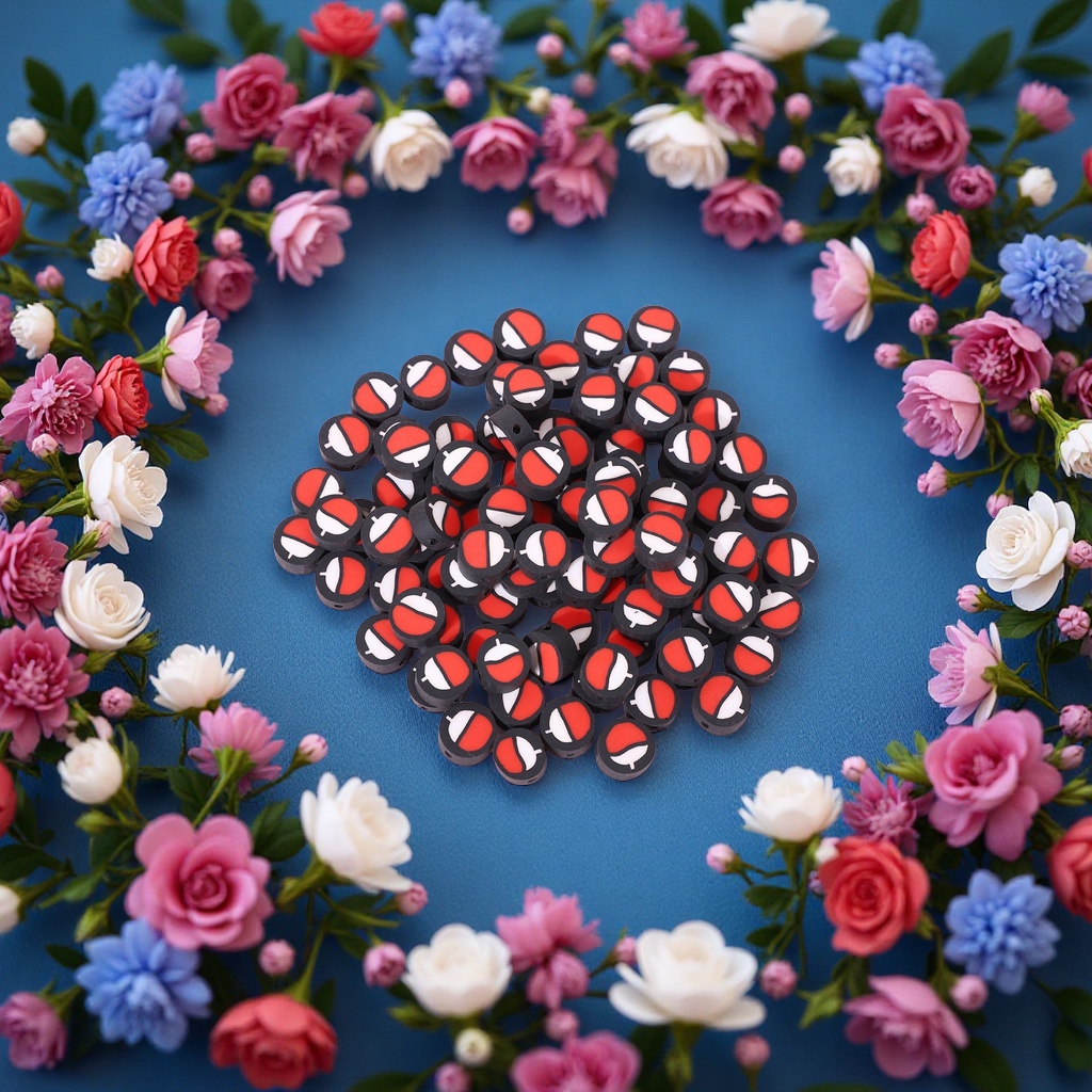 DIY sports ball soft clay beads accessories: Loose beads, solid color, football, rugby, volleyball, billiards, sliced and strung beads, 1000 pieces set Specification image