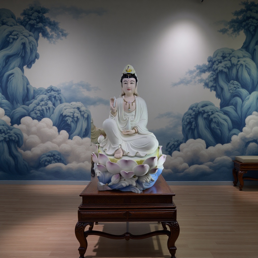 Dehua porcelain Buddha statues, all handcrafted with painted colors Application Scenario