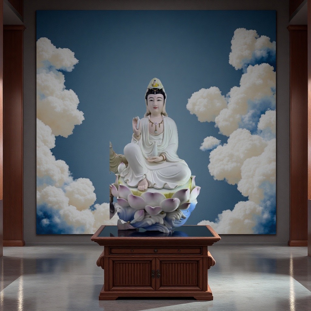 Dehua porcelain Buddha statues, all handcrafted with painted colors