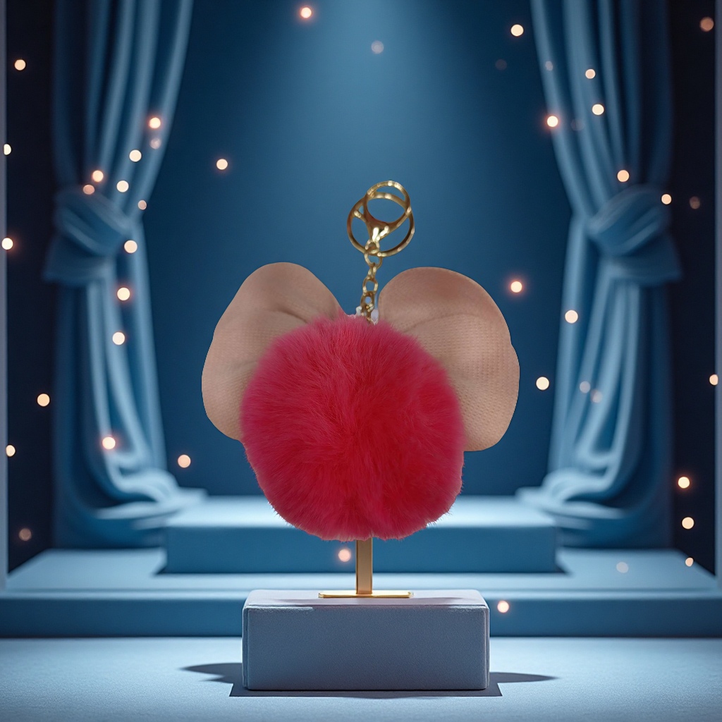 毛绒球蝴蝶钥匙扣