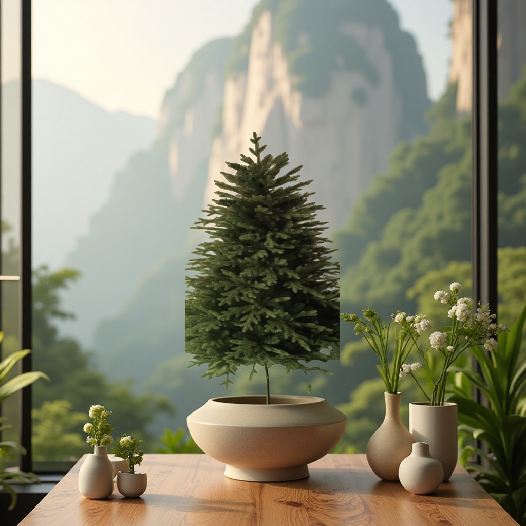 Mixed tree ecological landscape decorative plants, potted green plants, horticultural greening landscape decorations, natural style Specification image