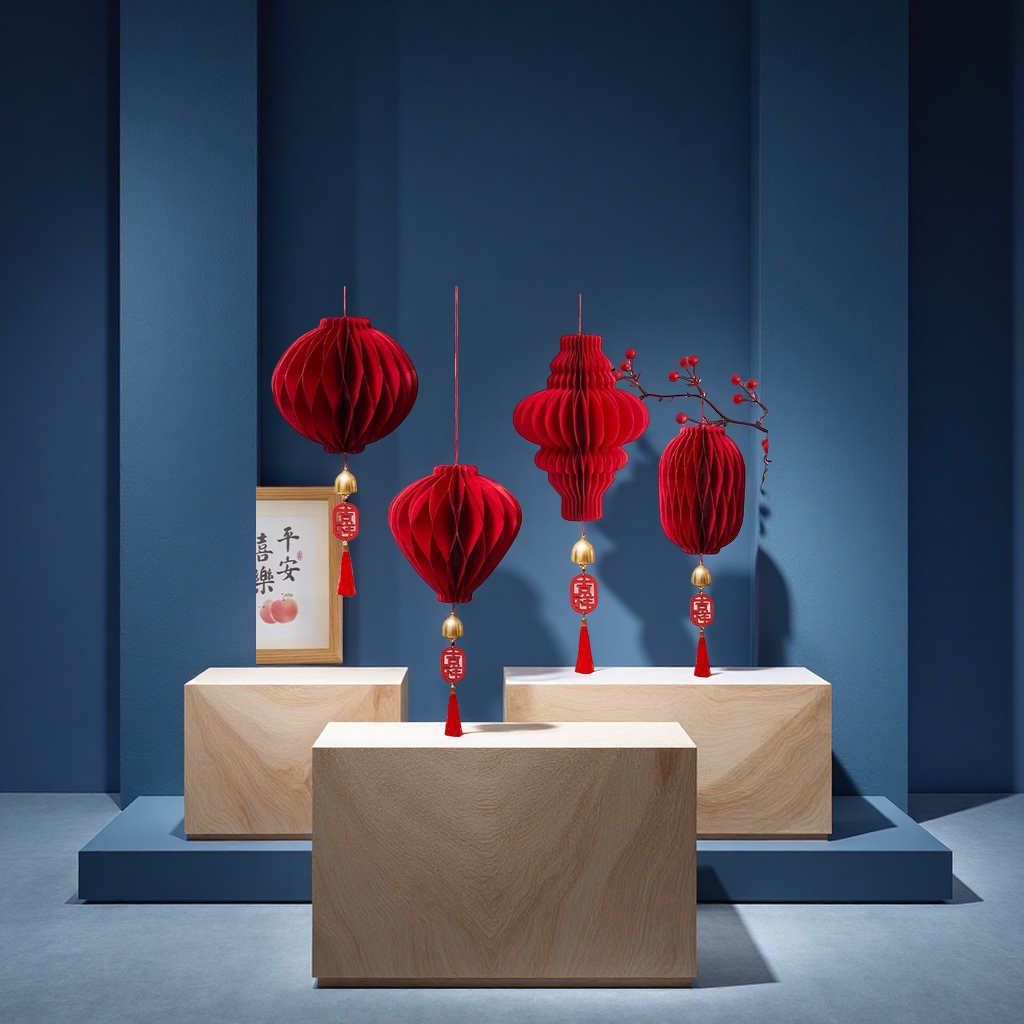 节日蜂窝厚纸灯笼挂饰婚庆圣诞蜂窝装饰品节日布置创意挂件产品图