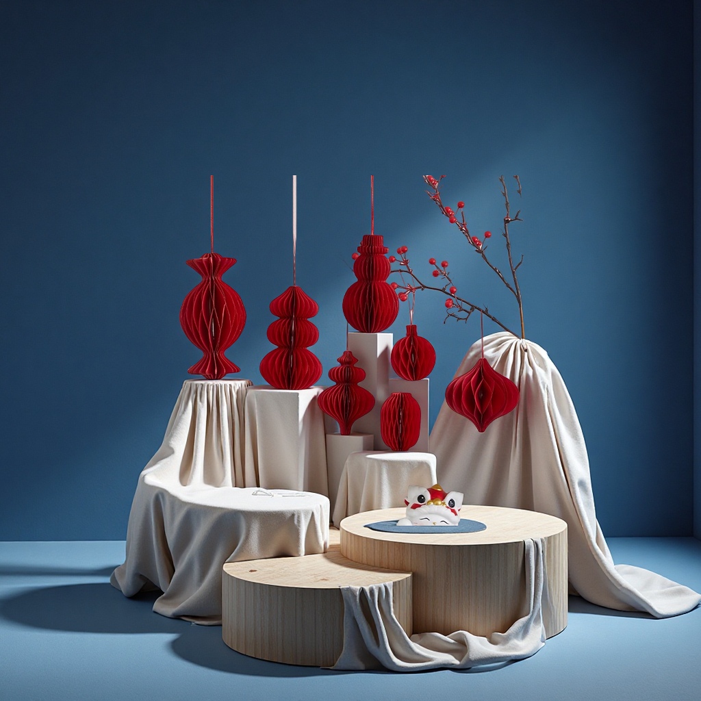 节日蜂窝厚纸灯笼挂饰婚庆圣诞蜂窝装饰品节日布置创意挂件细节图