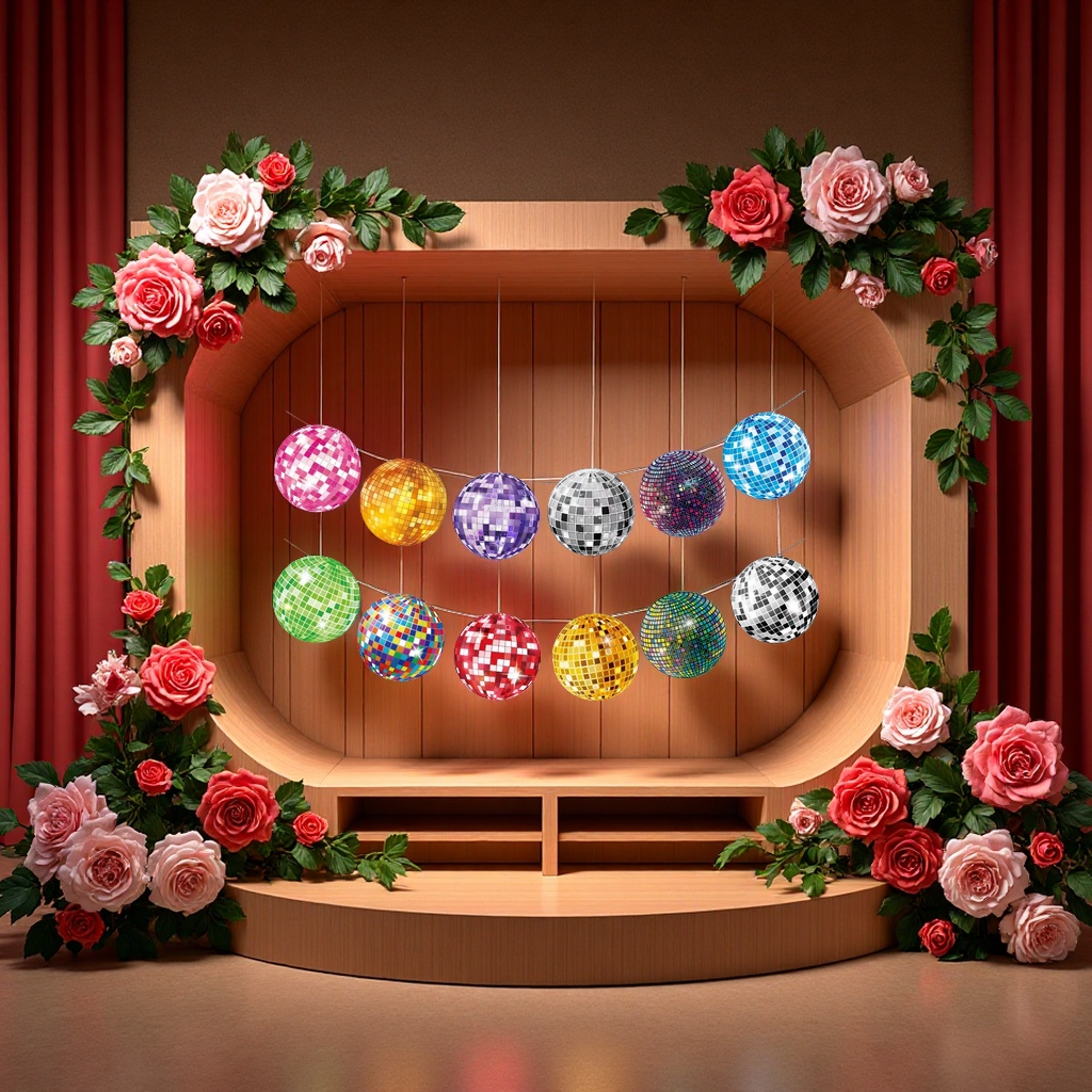 螺旋镭射彩球挂饰套装创意装饰节日派对布置多彩悬挂装饰品细节图