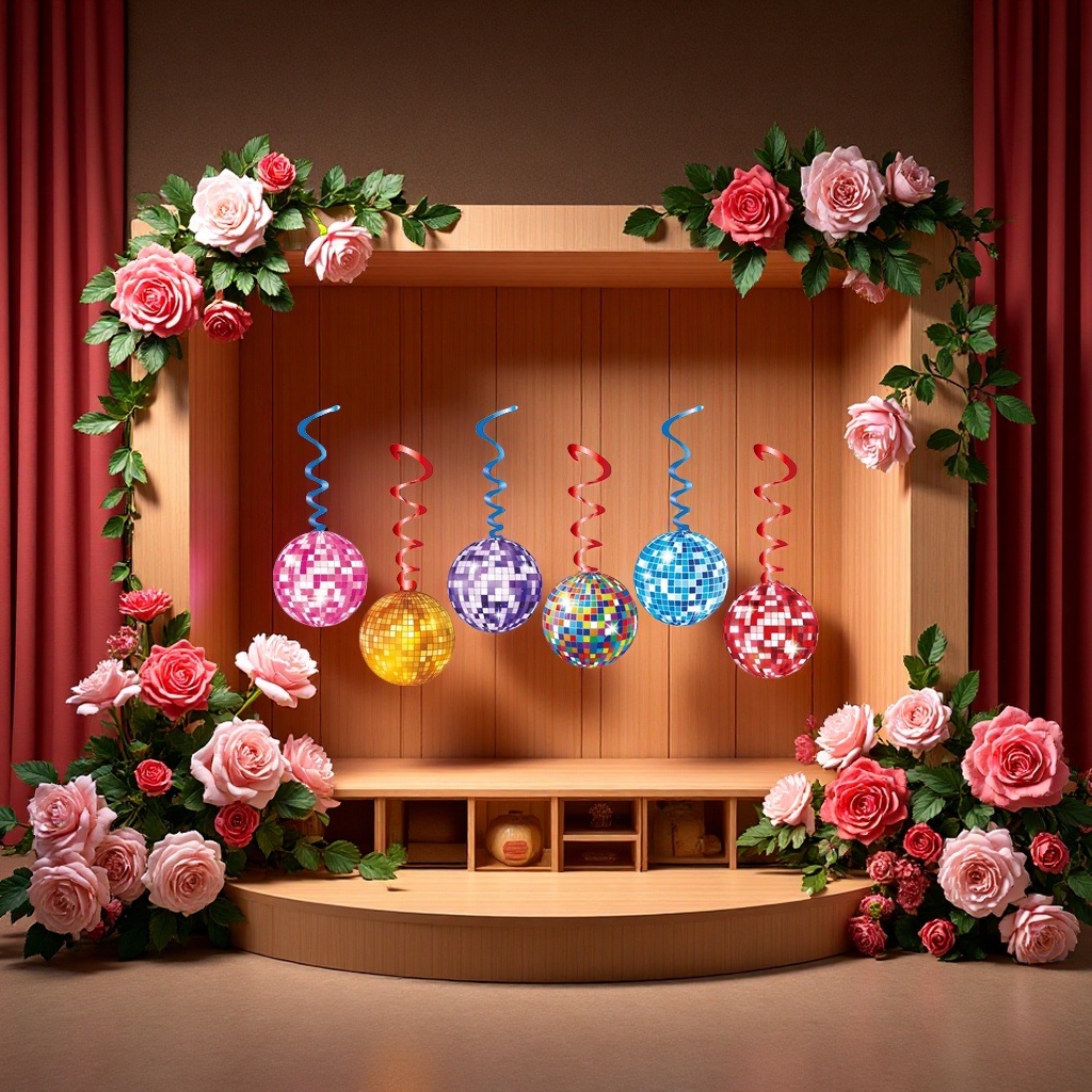 螺旋镭射彩球挂饰套装创意装饰节日派对布置多彩悬挂装饰品