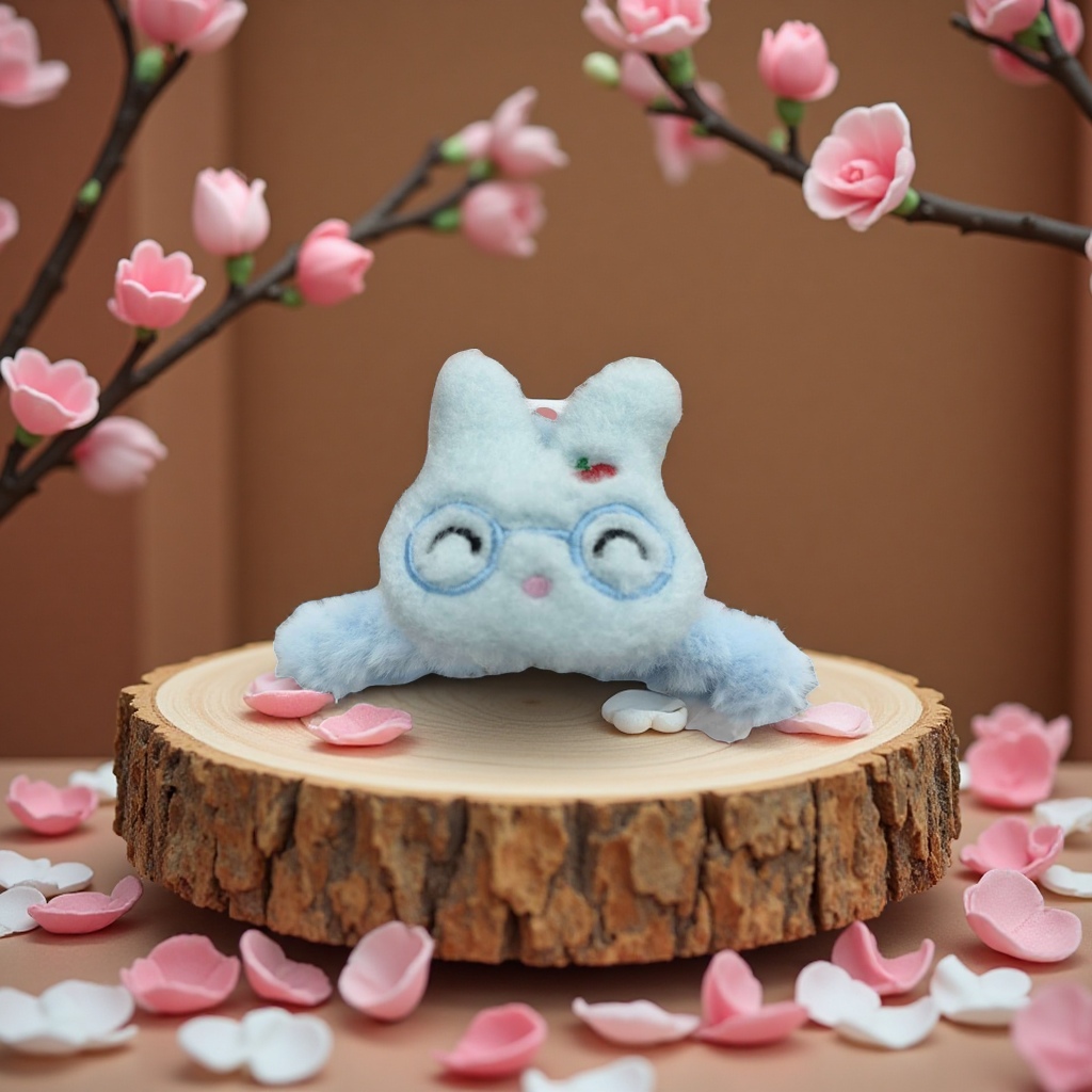 刺绣眼镜兔毛绒抓夹可爱卡通夹子时尚发饰儿童学生发夹配件抓夹