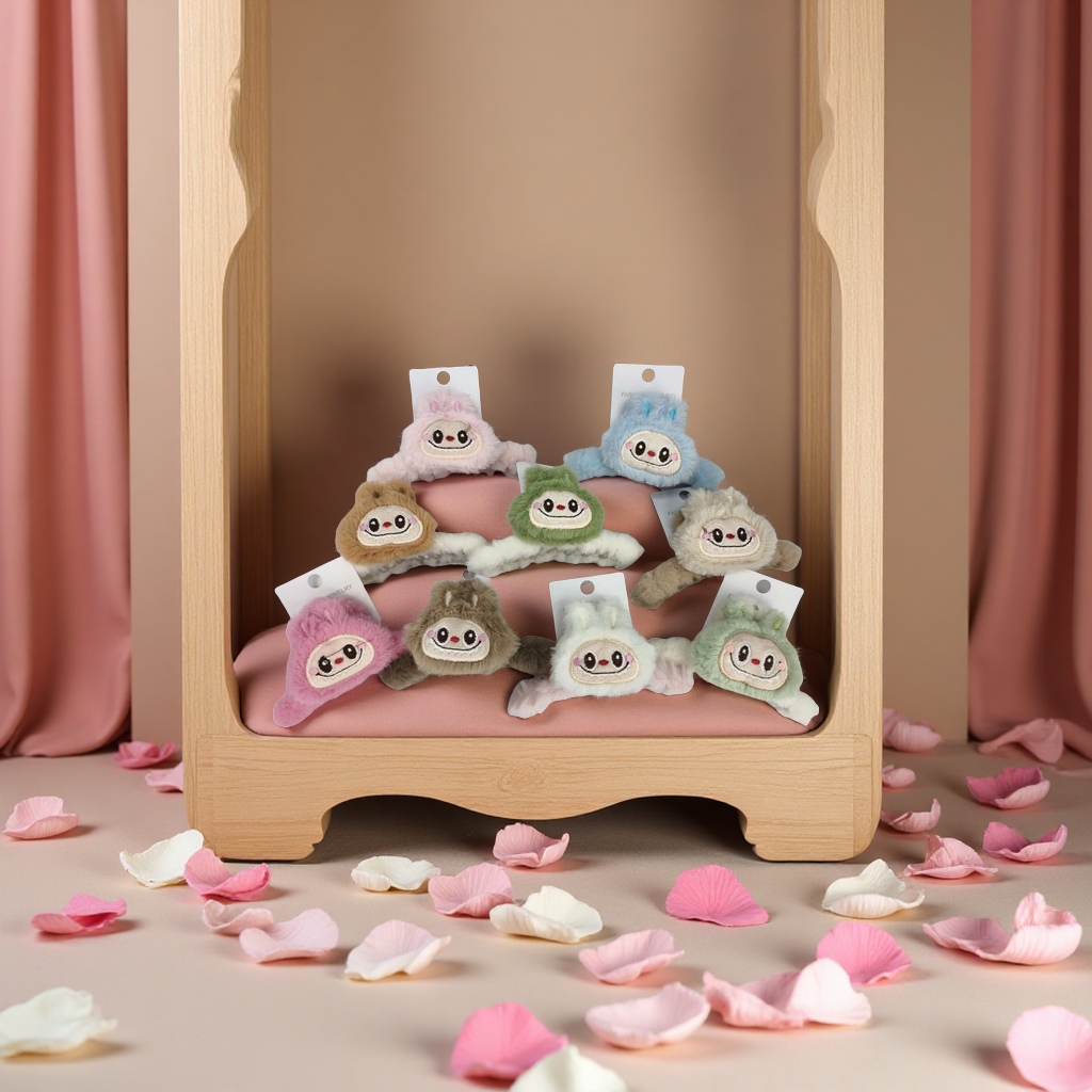 萌趣精灵A毛绒抓夹儿童水钻发夹抓夹发饰宝宝头饰滴油发夹可爱发夹头饰儿童发夹水钻BB夹