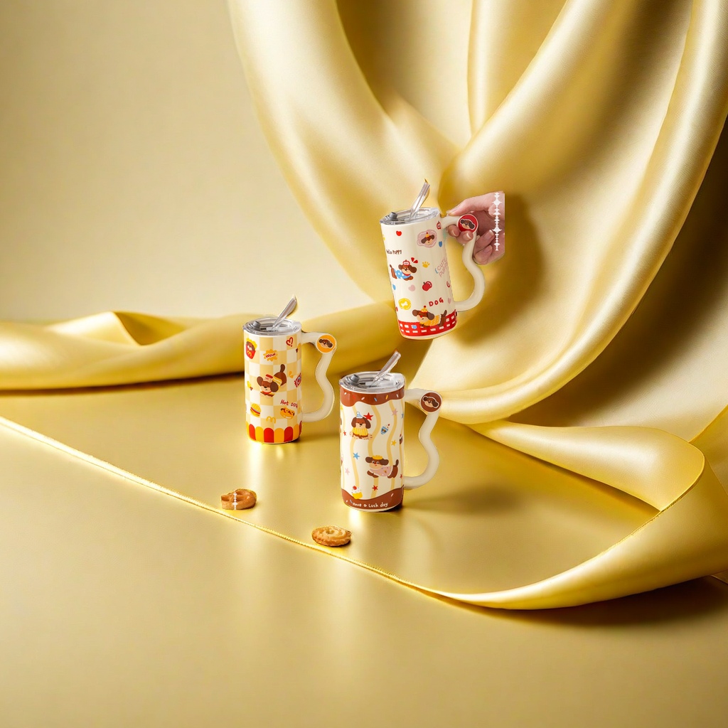 中秋送礼敬茶杯创意礼品可爱卡通杯子家庭实用杯子