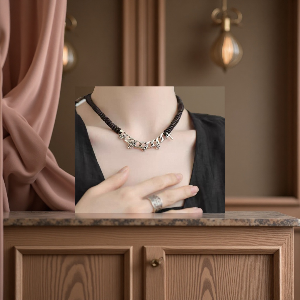 S925镀银项链古巴链酒杯吊坠饰品时尚百搭女款潮流首饰