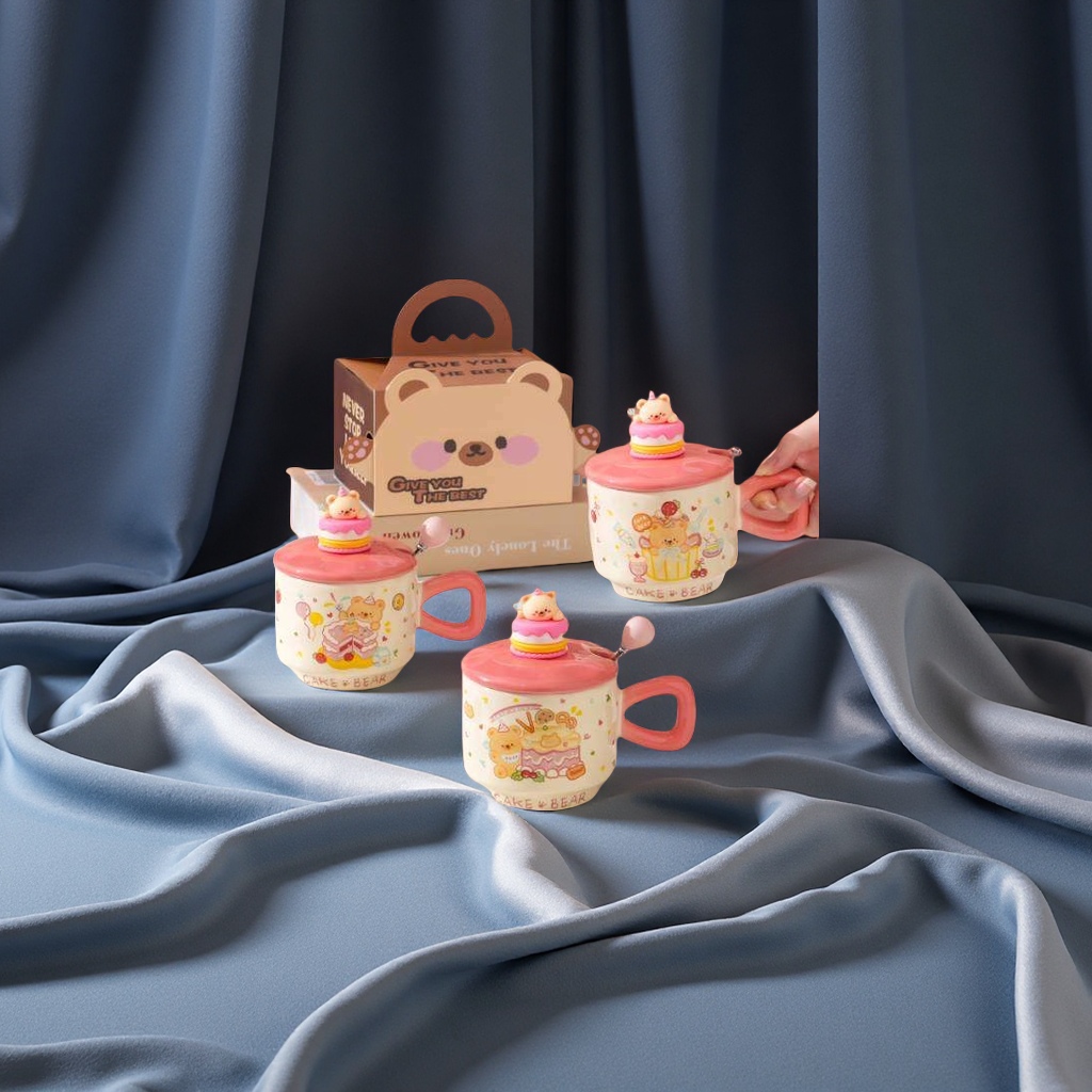 创意陶瓷水杯简约时尚办公家用学生喝水杯子300ml多色可选