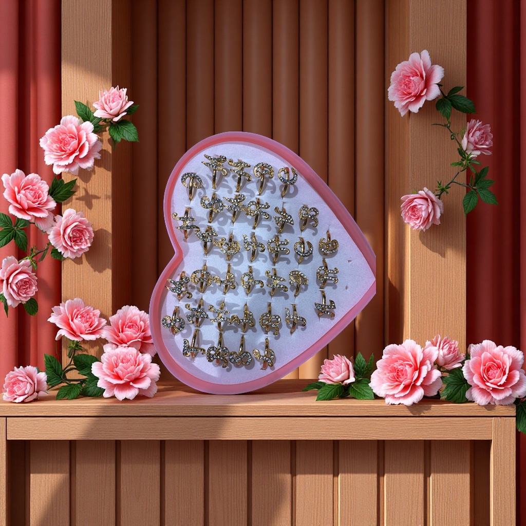 流行A B C立体戒指文字图片装饰时尚潮流个性配饰简约百搭款