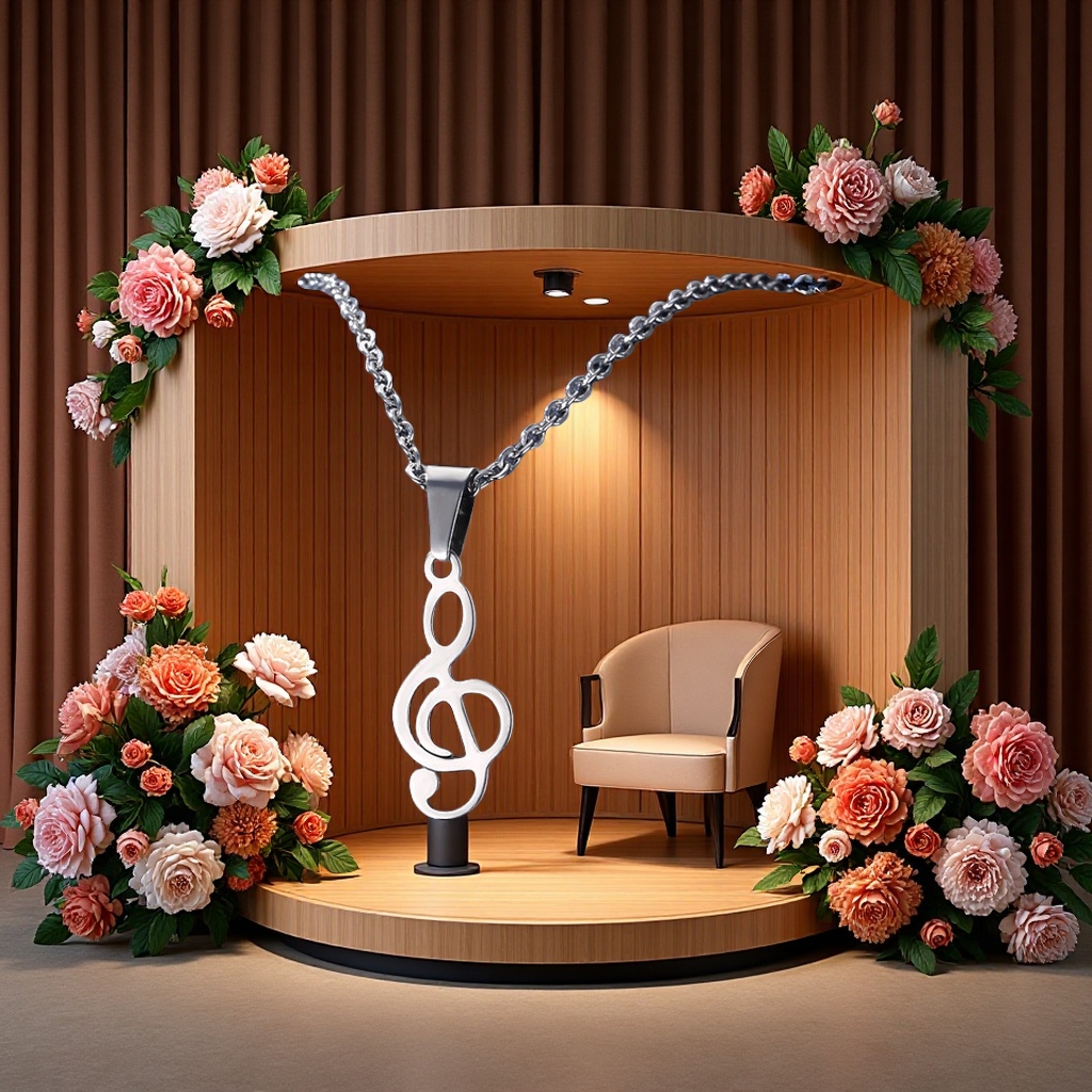 日韩流行创意音乐符号项链女外贸钛钢不锈钢潮流吊坠配饰