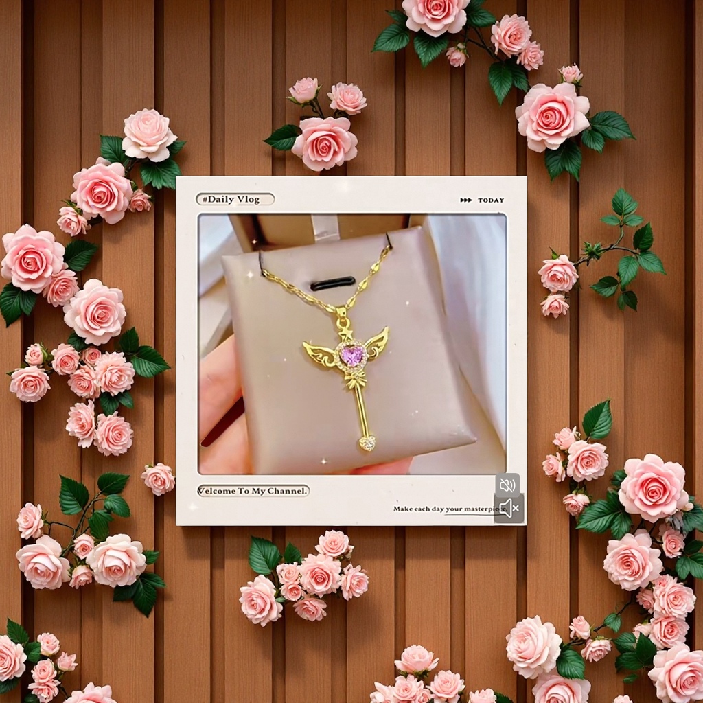 钛钢幸运钥匙锁骨链防过敏防掉色简约满钻气质百搭项链女款淡水珠项链