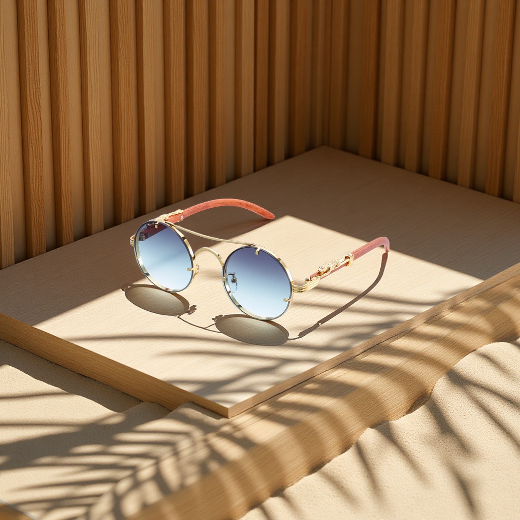 New fashionable Fengchao men's round metal sunglasses, personalized, casual, vacation and travel trendy sunglasses for men