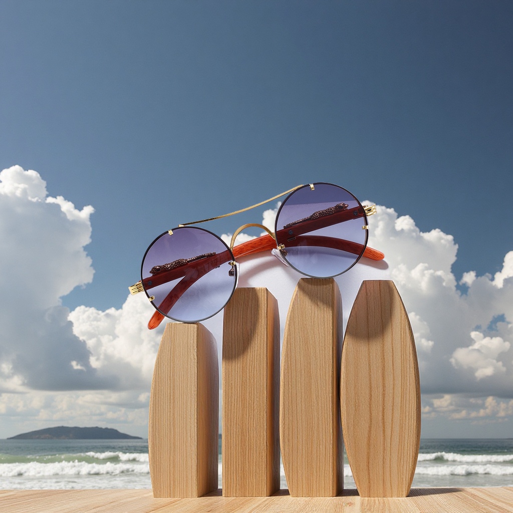 New fashionable Fengchao men's round metal sunglasses, personalized, casual, vacation and travel trendy sunglasses for men details Picture