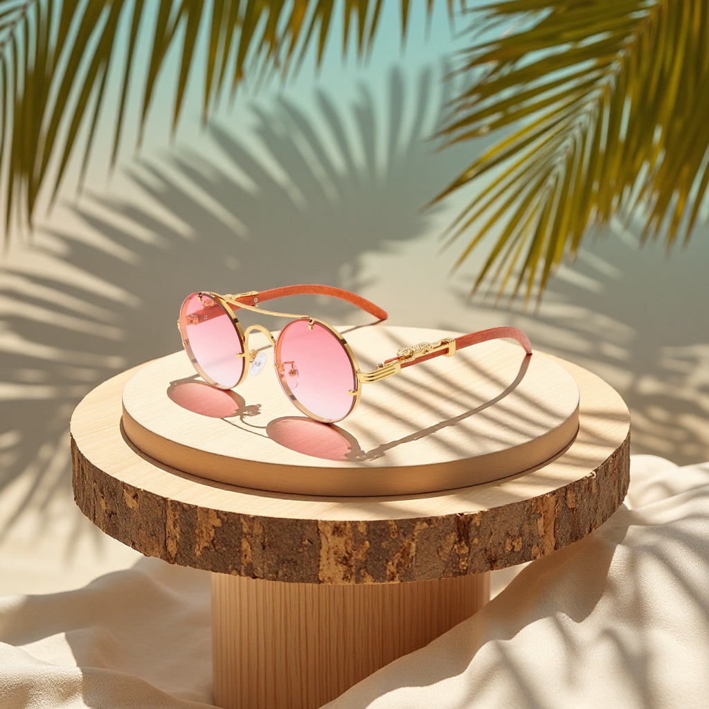 New fashionable Fengchao men's round metal sunglasses, personalized, casual, vacation and travel trendy sunglasses for men Specification image