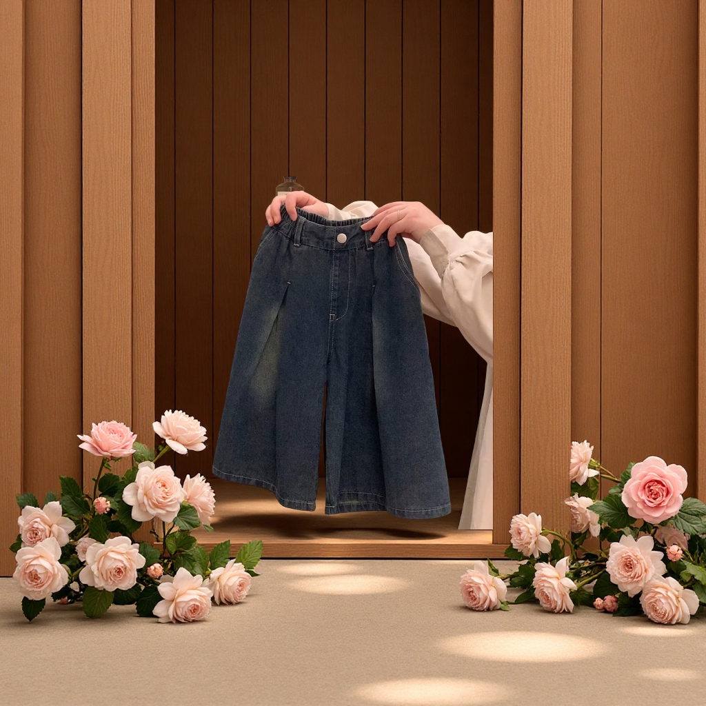 儿童牛仔裤女童春秋季洋气网红炸街休闲直筒阔腿长裤中小童阔腿裤