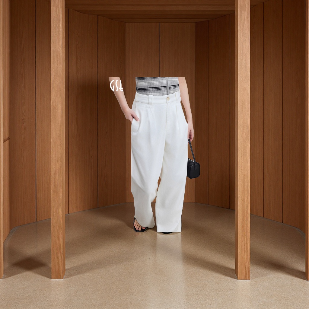 拉夫老钱风经典女装新款休闲百搭垂坠感打褶直筒牛仔长裤白色女式牛仔裤