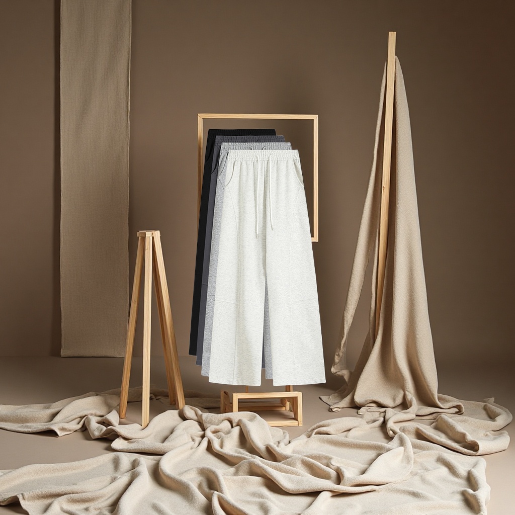 American curved wide-leg pants for women 2025 new style high-waisted loose straight-leg sporty casual banana sweatpants Item Picture