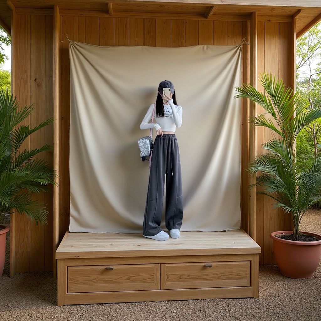 American curved wide-leg pants for women 2025 new style high-waisted loose straight-leg sporty casual banana-shaped sweatpants Casual pants Application Scenario