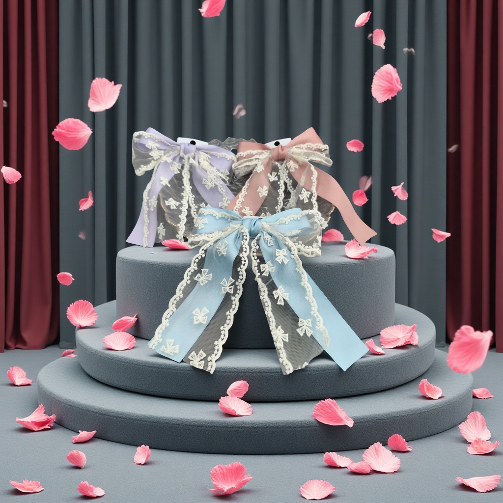 丝带花网蝴蝶结发饰韩版甜美发夹儿童发卡女生可爱发饰头饰配饰装扮百搭