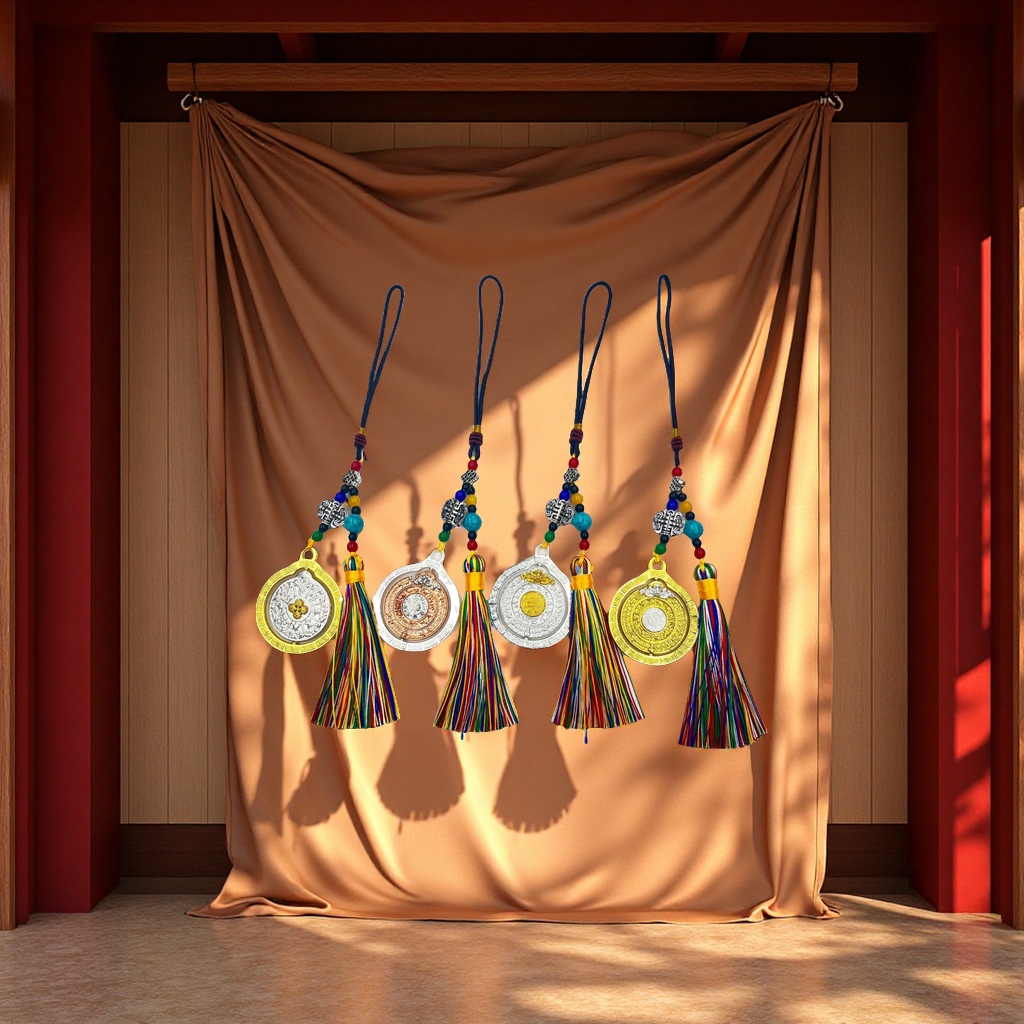 Retro ethnic style pendant, car bag hanging tassel, rotating twelve Chinese zodiac eight Trigrams nine palaces auspicious pendant, travel decoration Item Picture