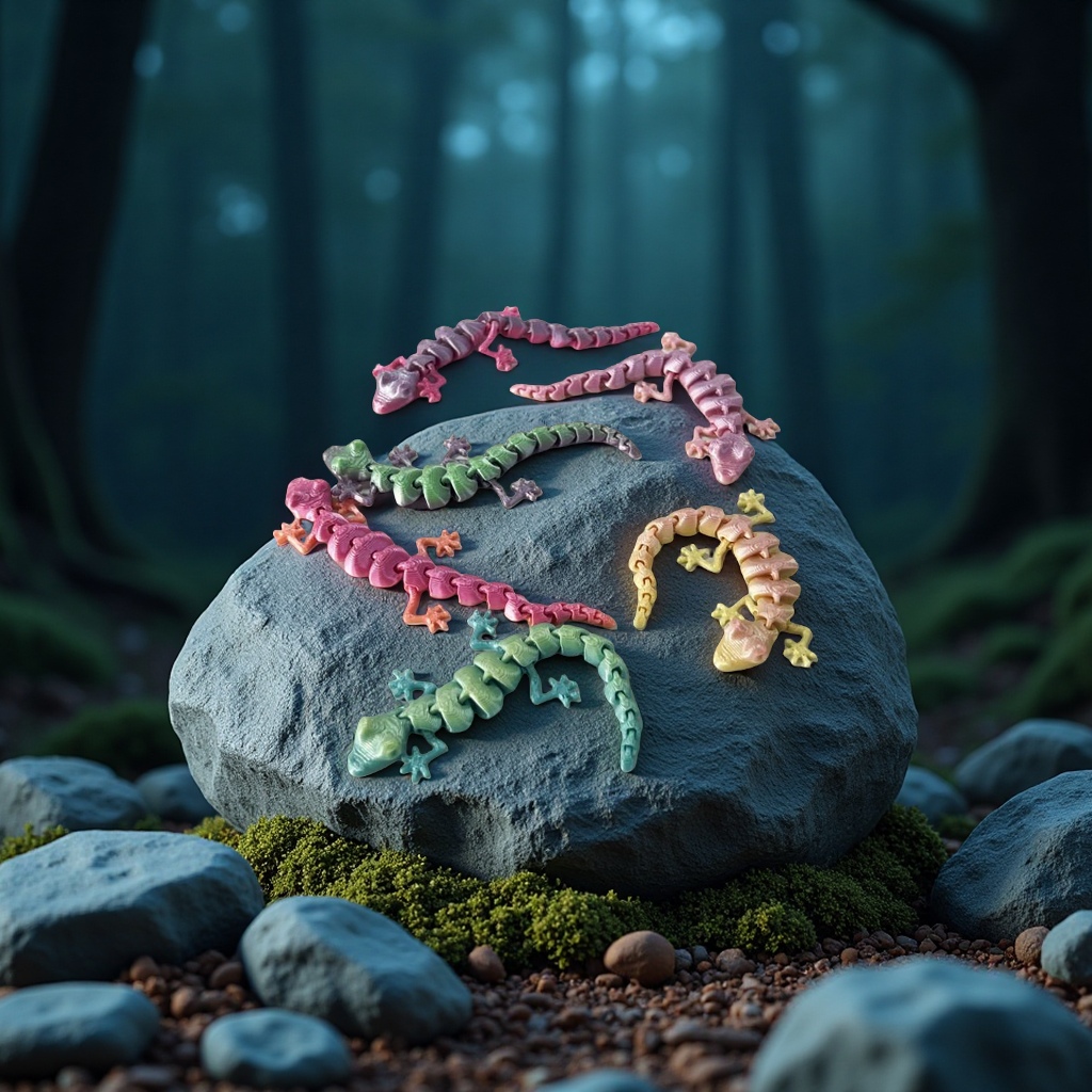 3D printed mini simulation animals such as lizards and geckos details Picture