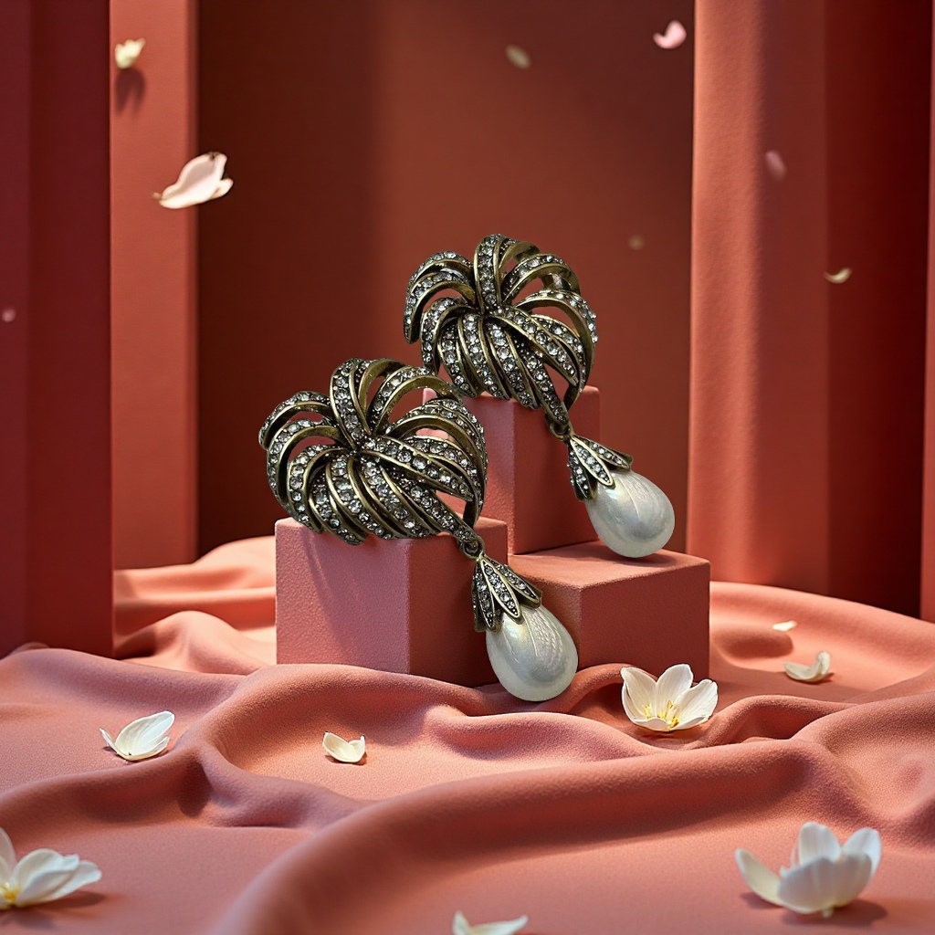 中古风满天星镶钻百搭耳饰耳钉女款