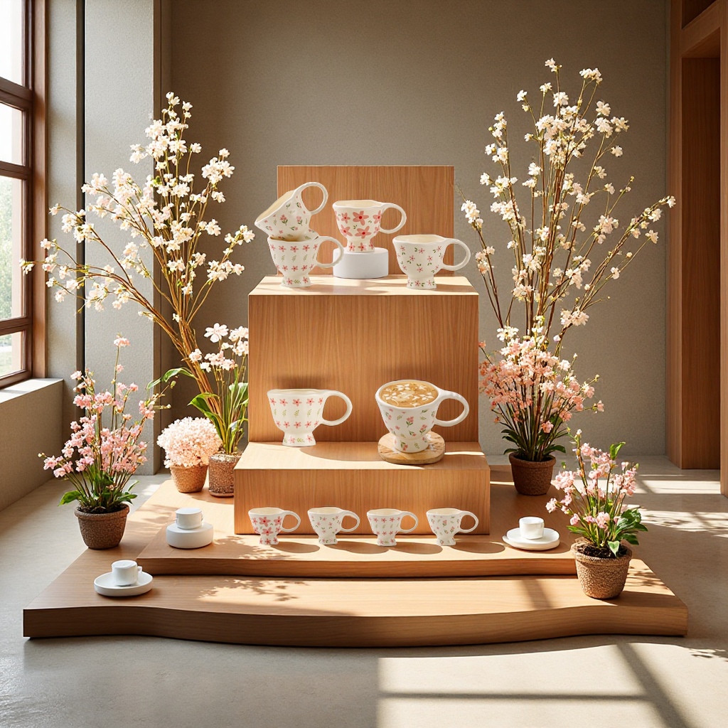 创意多彩陶瓷水杯350ml 时尚简约家用办公室学生喝水杯子带盖防漏