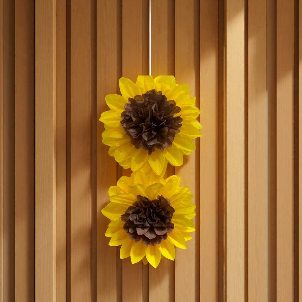 向日葵雏菊纸花球黄色纸绒球派对婚礼教室装饰礼品手工工艺品60厘米