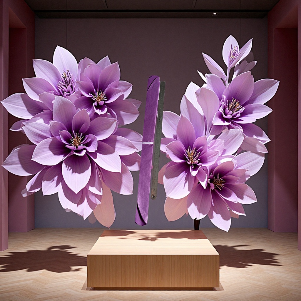 Cross-camera bestseller in stock: 60cm 24-inch set of large paper flowers in light and dark lilacs with flower centers Item Picture