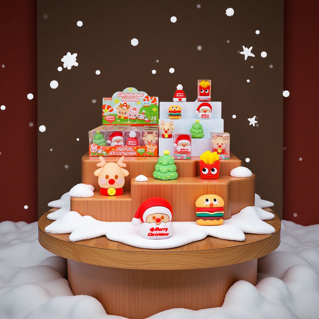 Weibo Christmas Silicone Pencil sharpener Santa Claus Christmas Tree Elk Pencil Sharpener Wholesale Creative Stationery