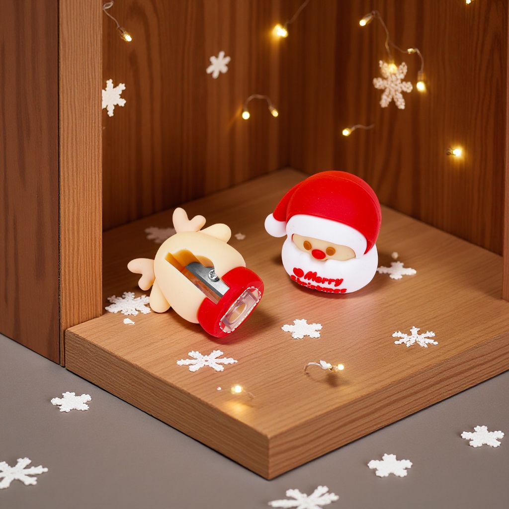 Weibo Christmas Silicone Pencil sharpener Santa Claus Christmas Tree Elk Pencil Sharpener Wholesale Creative Stationery Specification image