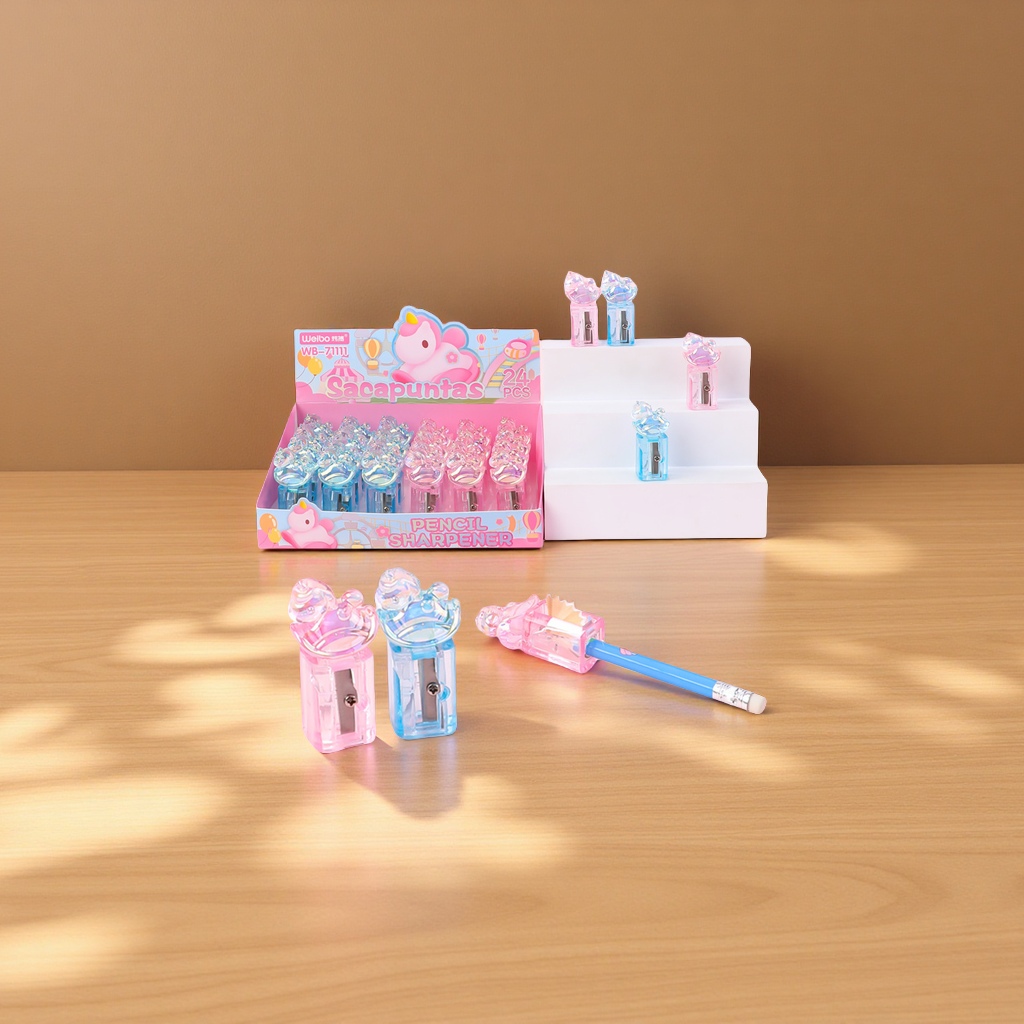 Weibo Children's Creative Cartoon Laser Wooden Horse Pencil Sharpener Mini Portable Desktop Student Pen Sharpener