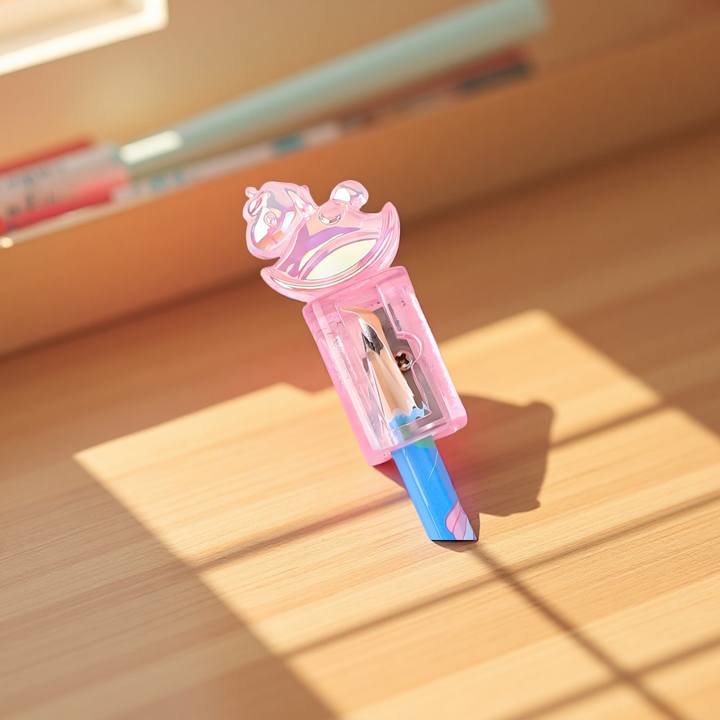 Weibo Children's Creative Cartoon Laser Wooden Horse Pencil Sharpener Mini Portable Desktop Student Pen Sharpener Specification image