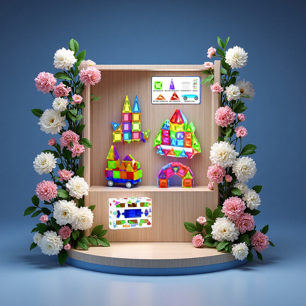 110pcs mini磁力片积木DIY益智拼搭建构片儿童创意拼插玩具拼装玩具套装磁力片磁力玩具