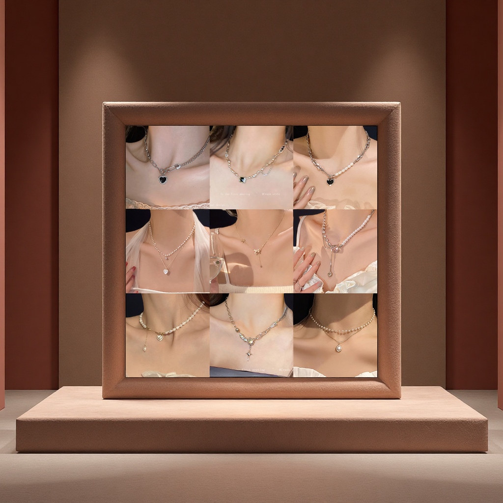 ins风珍珠项链女百搭小众设计轻奢锁骨链爱心吊坠饰品批发高级感潮流时尚