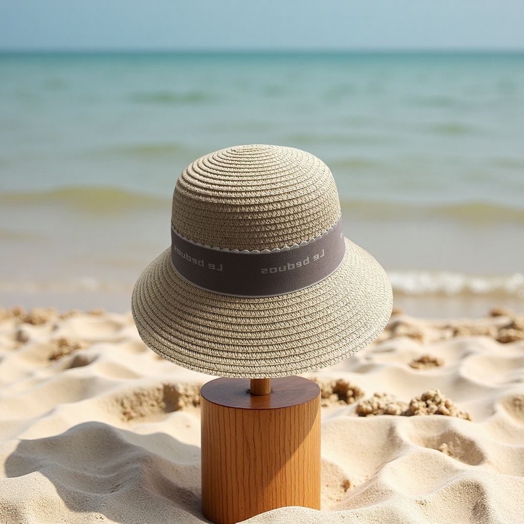 Little Deer Children's straw Hat Summer Outing Sun Protection parent-child style cotton thread sun hat Adjustable outdoor children's hat Item Picture