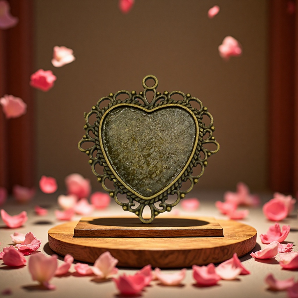 DIY环保锌合金时光宝石底托 25桃心玻璃底台